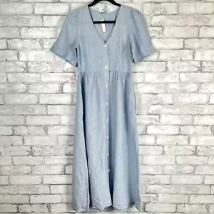 MADEWELL Neu mit Etikett Cassie Leinen-Midikleid mit Knopfleiste puderblau XS NQ632 - Bild 1 von 7