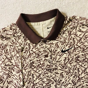 Nike Mens Size Small Brown Polyester Polo Golf Shirt Victory+ Allover Tee Print - Picture 1 of 6