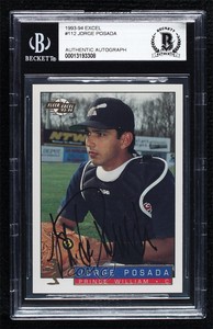 1993-94 Fleer Excel Jorge Posada #112 BAS Certified BGS Encased Auto