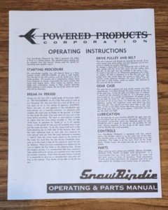 1969 SnowBirdie Chaparral Snowmobile Owner Part Manual VERY RARE Vintage - Picture 1 of 2