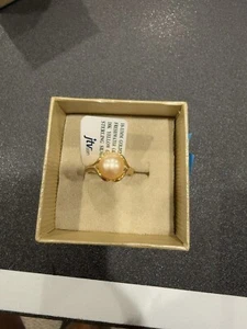 JTV 11mm golden cultured freshwater pearl on 18k gold plated sterling ring size8 - Picture 1 of 3