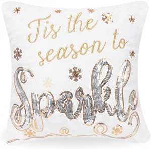 Christmas Plush Throw Pillow Sparkly Hugging Pillow 13''X 13'' Velvet Home Decor - Picture 1 of 9