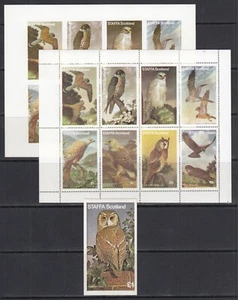 Owls Eagles Birds Issue № 4 1977 Staffa Scotland UK 8v perf + Imperf + 1 S/s Set - Picture 1 of 1