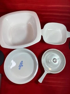 4 Vtg Corning Ware Blue Cornflower 4 Qt. Dutch Oven, 1.5 Qt., 1 Pint,& Pie Plate - Picture 1 of 22