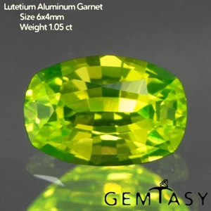 Cut stone - LuAG Lutetium Aluminum Garnet Yellow lab grown, Cushion 6x4mm 1.05ct - Picture 1 of 5