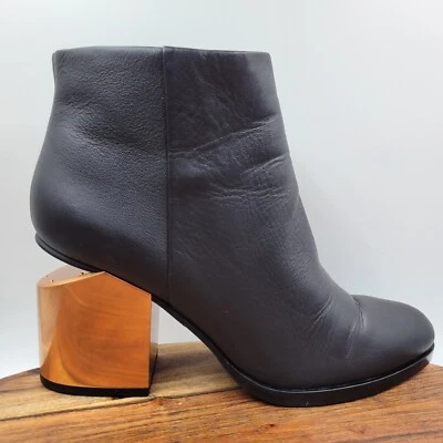 Alexander Wang Gabi Cut Out Ankle Boots Women's 40 / 10 Black Rose Gold Leather - Image 1 of 4