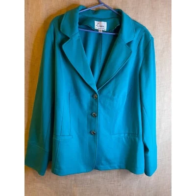 Chaqueta Blazer Linea by Louis Dell'Olio Carrera Botón Frontal Verde azulado 3X Foto 1 de 4
