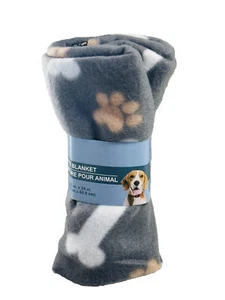 GKK Gray Paw Fleece Throw Blanket, Standard Throw 28.5IncX24Inc-Dog/Cat - Picture 1 of 6