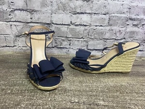 Kate Spade Women’s Navy Blue Bow Size 9.5 Open Toe Sling Rack - Picture 1 of 4