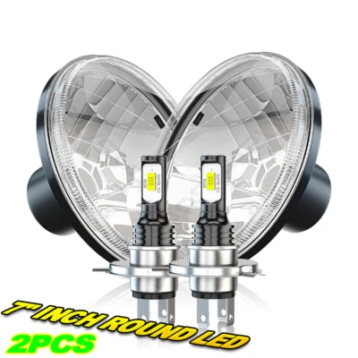 Fit Dodge D100 D200 D300 Pickup 7inch Round LED Headlights Hi/Lo Sealed Beam 2x - Image 1 of 4
