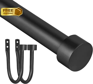 Curtain Rod for Window 18-45’’ Adjustable Heavy Duty Curtain Rod + Cap Finials - Picture 1 of 9