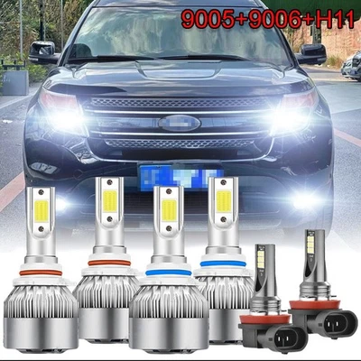 For Ford Explorer 2011 2012 2013 2014 2015 LED Headlight + Fog Light Bulbs Combo Foto 1 de 4