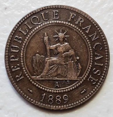 French Indochina 1 Cent 1889A - Image 1 of 2