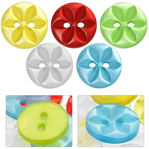  100pcs Cute Flower Buttons: Women’S Clothes Fastener Parts - Multi-Color Resin - Picture 1 of 12