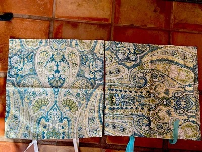 Pottery Barn cotton Accent Pillow Covers Set of 2 20x20 ribbon tie closure - Image 1 of 4