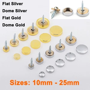 10-25mm Dome/Flat Screw Cover Caps Copper Electroplated Decorative Mirror Screws - Picture 1 of 41
