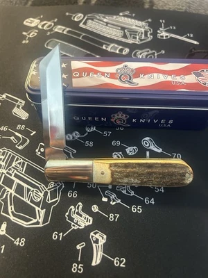 Queen USA Burnt Genuine Stag Knife Absolutely Beautiful - Image 1 of 2