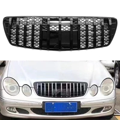 GT Style Front Bumper Grille Mesh For Mercedes Benz W211 E Class 2003-2005 Black - Image 1 of 4