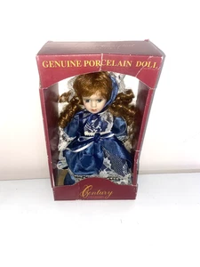 NEW Vintage Century Collection Genuine Porcelain Doll Blue Dress 8" high - Picture 1 of 8