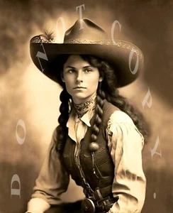 ANTICA RIPRODUZIONE WESTERN 8X10 STAMPA FOTOGRAFICA DI BELLA COWGIRL #7 - Foto 1 di 1