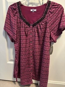 Secret Treasure PJ Top XL NWT Button Up - Picture 1 of 12