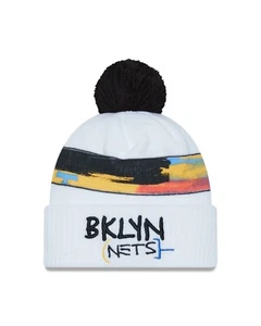 Brooklyn Nets NBA New Era City Edition Pom Knit Hat-White - Picture 1 of 2