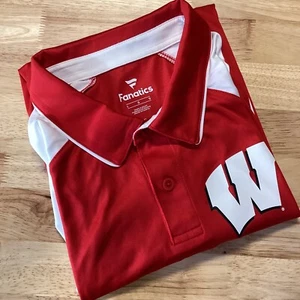 Mens Fanatics Wisconsin Badgers performance Polo Red/white Large - Picture 1 of 9