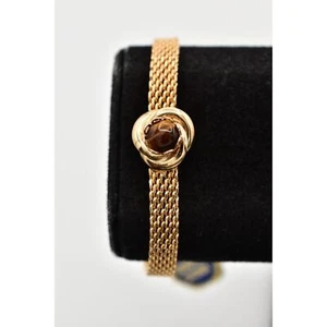 Pulsera Vintage Malla Cadena Vinculada Ojo de Tigre Piedra Tono Dorado Años 80 NOS Bin7 - Imagen 1 de 12