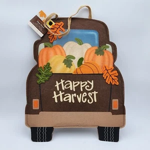 Autunno Zucca Pickup Camion Panno Porta Appendiabiti Decorazione Happy Harvest Marrone - Foto 1 di 11