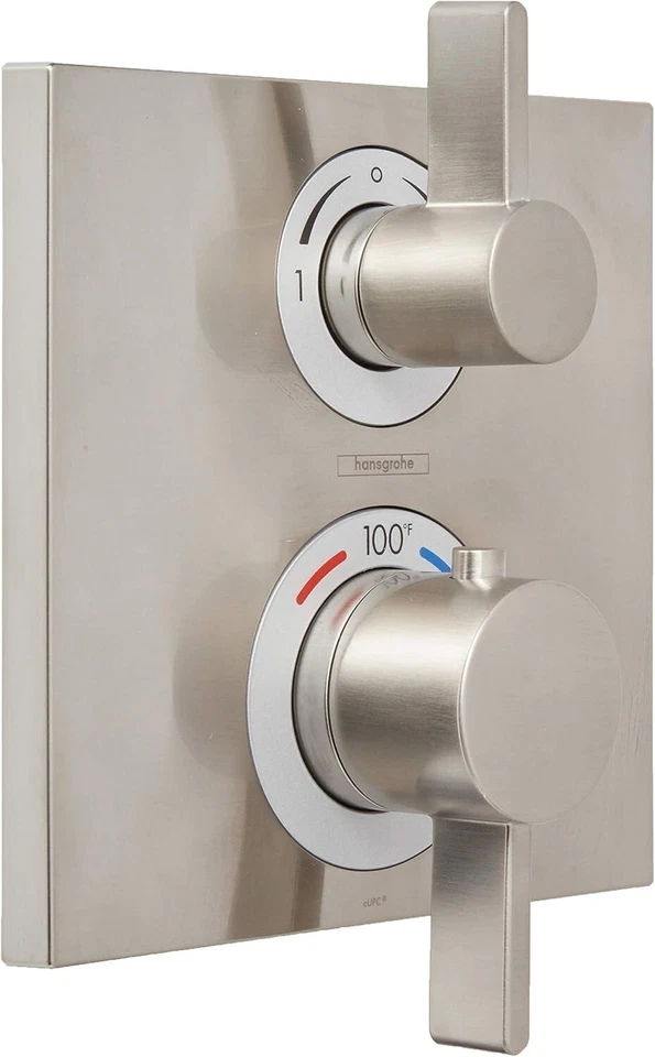 ​Kit de moldura de ducha cuadrada Hansgrohe 15714821 Ecostat en níquel cepillado *menos válvula Foto 1 de 4