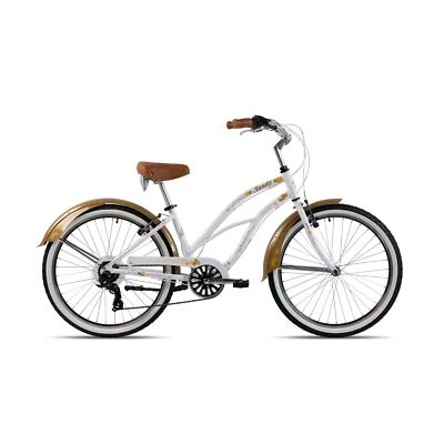 Chrisson Sandy 26" Beachcruiser Fahrrad 3 Gang Strandbike weiß/gold 41cm B Ware - Bild 1 von 4