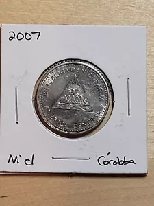 Nicaragua 1 Cordoba coin, 2007. KM# 101, Nickel-clad-steel. Coat of arms. - Picture 1 of 4