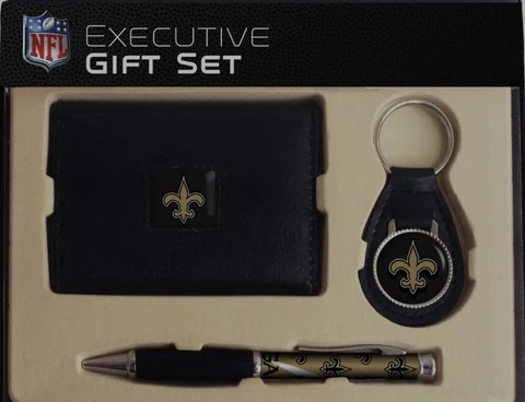 New Orleans Saints Wallet Keychain Pen Executive Gift Set Cover