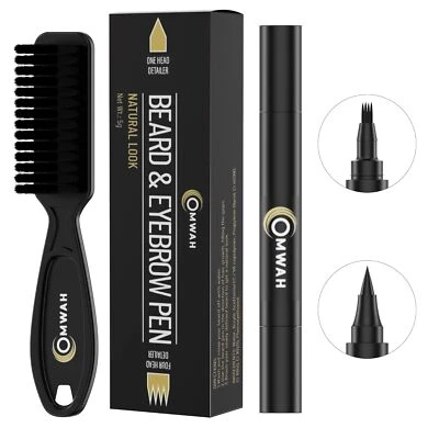 OMWAH Relleno de Lápiz para Barba y Cejas para Hombre Impermeable Barba Pluma y Oso Foto 1 de 4