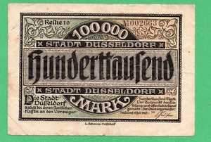 Germany Dusseldorf Banknote 100000 Mark PaperMoney 1923 Circulated 002663 - Picture 1 of 2