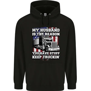 Truck Driver Funny USA Flag Lorry Driver Childrens Kids Hoodie - Picture 1 of 70