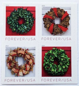 Francobollo USA 2019 Sct#5424-5427 Corone Vacanze 1 Blocco Di 4PZ Nuovo Nuovo Nuovo di Natale - Foto 1 di 1