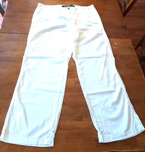 Mark Antony weiß Leinen Baumwolle Hose Herren 36x20 weites Bein Coastal Preppy Sommer - Bild 1 von 9