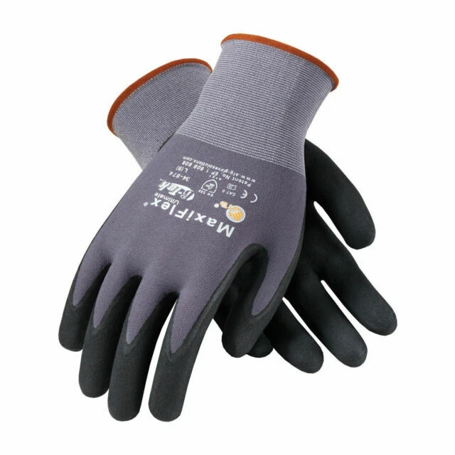 PIP 34-874 MaxiFlex Ultimate Nitrile Micro-foam Coated Gloves Large - Grey/Black