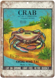 Crab Firecracker Package Art 12" x 9" Reproduction Metal Sign ZD110 - Picture 1 of 1