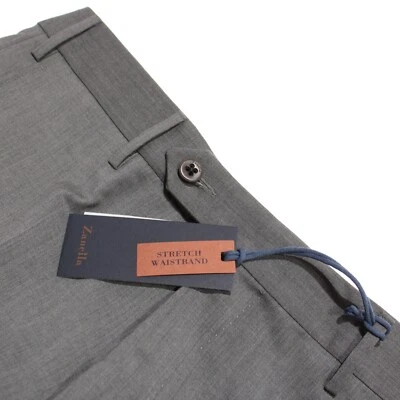 Zanella NWT Stretch Dress Pants Size 32 US Parker In Gray Melange Wool Blend - Image 1 of 4