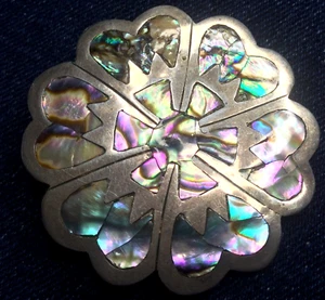 Vintage Mexico 925 Silver Abalone Pin Brooch Pendant Marked Signed Fast US Ship - Imagen 1 de 19