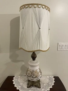 Vintage Vianne VV Frosted Glass Table Lamp - France - Hollywood Regency - Rare - Picture 1 of 17