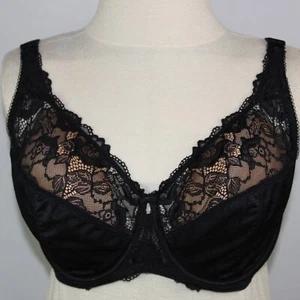 Delimira Bra Black Lace 34I Sexy Underwire Adjustable Partial Sheer Lace - Picture 1 of 7