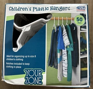 Children’s Plastic Hangers 12 inch White-Pack of 50 New In Box - Picture 1 of 1