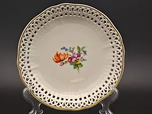 KPM Durchbruch Teller Goldrand Bunte Blumen 20 cm 1. Wahl A31 - Bild 1 von 4
