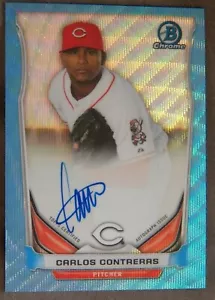 Carlos Contreras 2014 Bowman Chrome Blue Wave Refractor Auto Card #7/50 - Bild 1 von 1