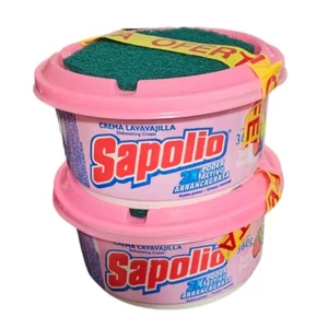 2 Pack Sapolio Soap Lavavajilla Tutti Frutti Dishwashing Cream With Sponge Latin - Picture 1 of 3