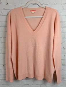 J.CREW pink 100% cashmere V-neck knit oversized sweater pullover S NWOT - Picture 1 of 7