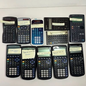 Assorted Calculator Lot: Texas Instruments, HP, Casio, Sharp. AS IS or FOR PARTS - Picture 1 of 22